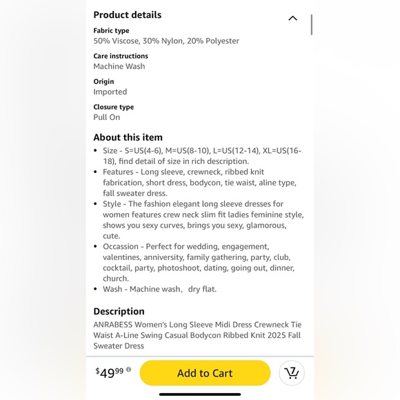 NWT Elegant Teal Long Sleeve Dress - Picture 9 of 10